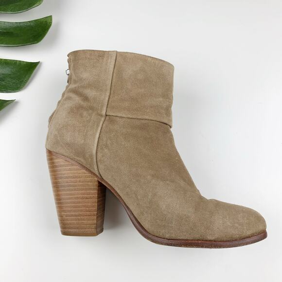 Rag & Bone Newbury Boots Heeled Tan Suede Zipper Ankle Women's 41 US 11 - Picture 9 of 12